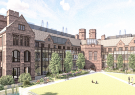 Osborne Memorial Laboratories, Kroon Hall plaza view, rendering by HGA Architects, courtesy of Yale Facilities