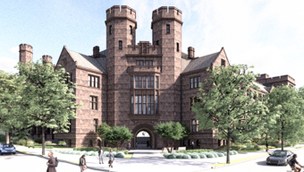 Osborn Memorial Laboratories, front exterior view, rendering by HGA Architects, courtesy of Yale Facilities