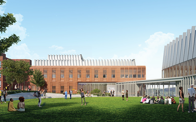 USHD from the upper courtyard facing north, rendering by Ballinger and TenBerke, courtesy of Yale Office of Facilities 